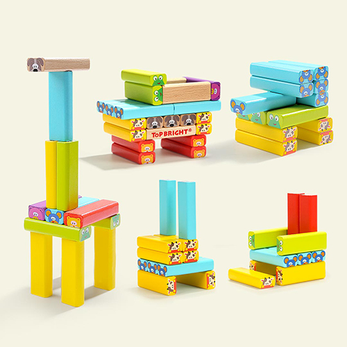 TOP BRIGHT Colored Wooden Blocks Stacking Board